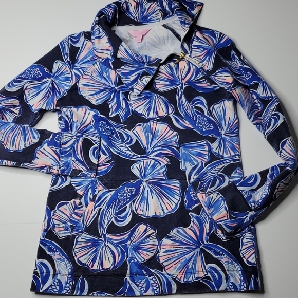 Lilly Pulitzer Popover XS Sea Shells Navy pink - Picture 1 of 7